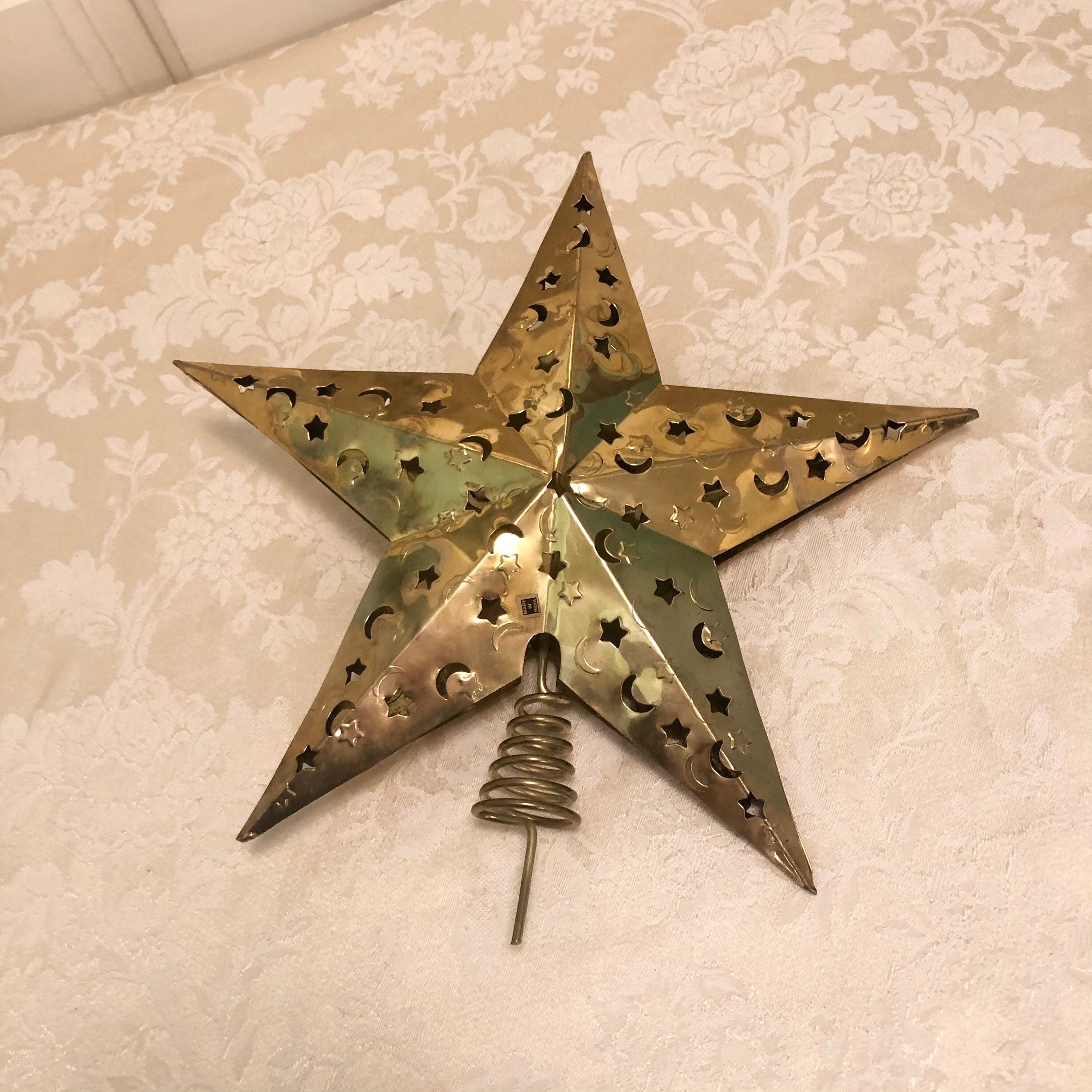 Solid Brass Tree Topper Star Thick Bold But Simple Tree Topper Etsy