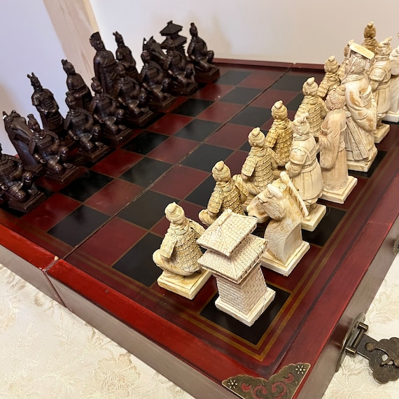 Giant Antiqued Wooden Framed Chess Board Chinese Board Game With