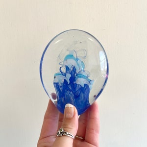 Glass Murano Dolphin Paper Weight Cobalt Center Murano Sculpture 4 Inch Tall Glass Aquarium Glass Sculpture Aquarium