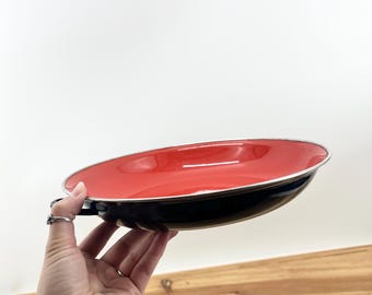 Vintage Yugoslavian Enamel Skillet Saute Emo-friteVisit Vintage Set Of Bright Red The Largest Pan In The Set