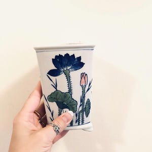 Vintage Indoor China Hand Painted Planter With Bright Flower Details China Plant Planter And Garden Traditional China Scene With Flowers