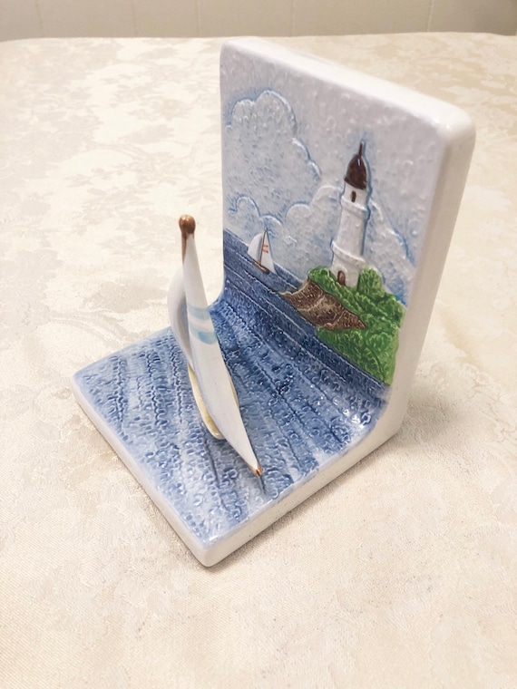 Vintage Otagiri Book End Boat Figure With Light Ho