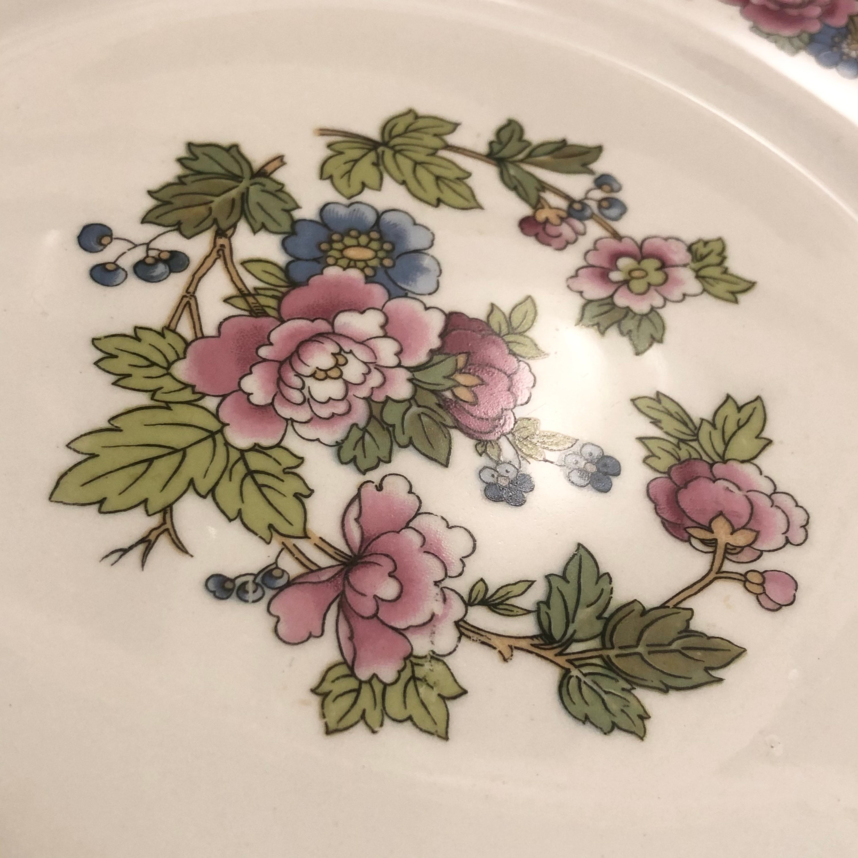* old arabia ❀ blue＆pink flower plate(a) Arabia small decorative plate, Blue Rose. Design, Svea