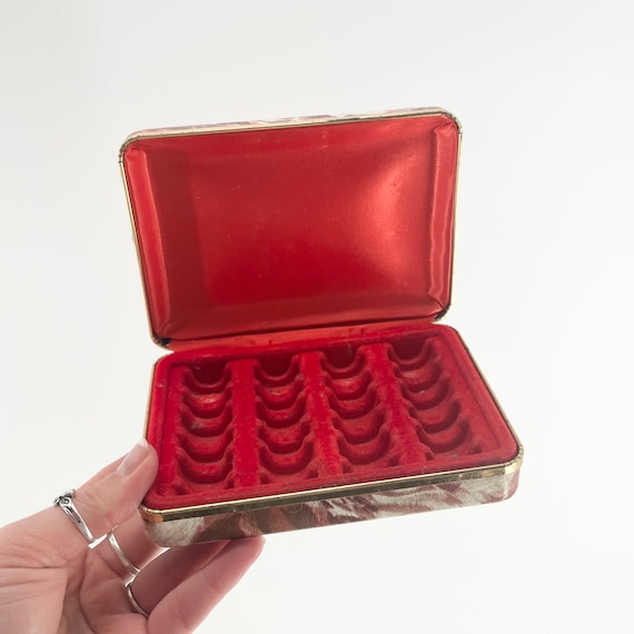 60s Red Compact Holds 24 Rings Jewelry Box Small … - image 1