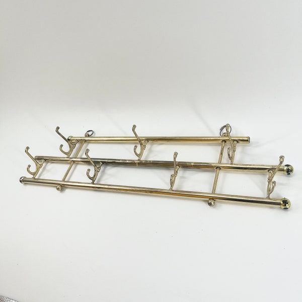 Mid Century Coat Rack Entry Way Coat Hooks holds 7 Coats And Accessories Gold Brass Tone Finish Towel Rack