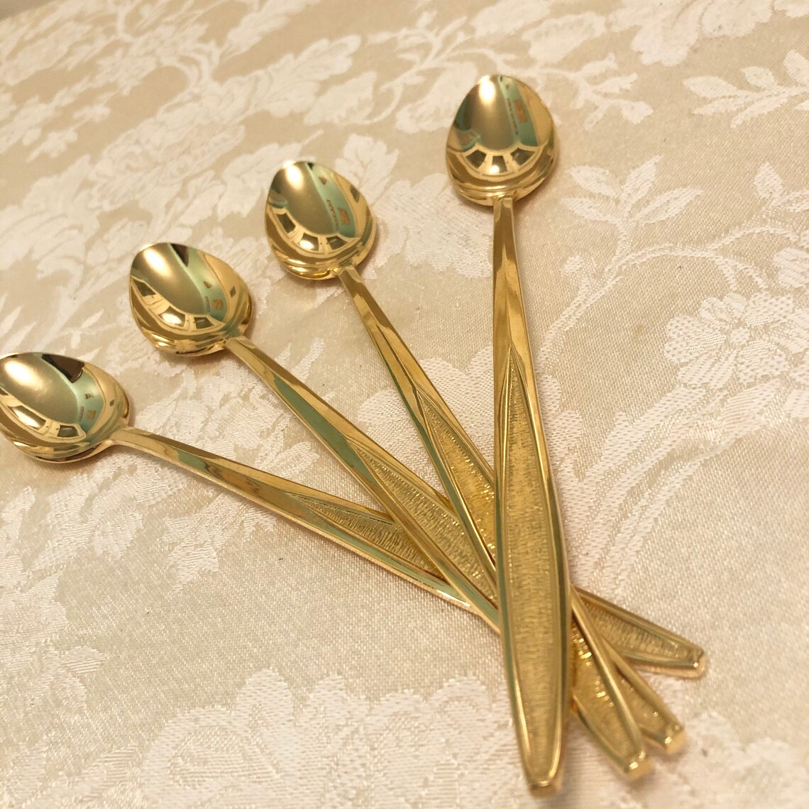 Long Tea Spoons Tall Tea Spoons Super Elegant Gold Tea Etsy