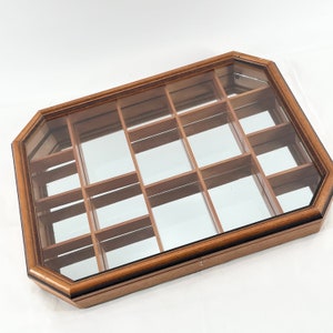30x30 Wide Wooden Shadow Box Display Case w Glass Shelves