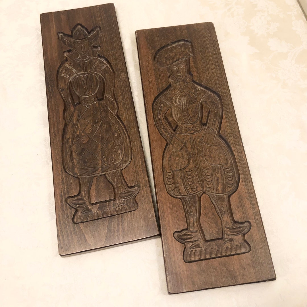 Huge Wooden Butter Molds Dutch Man and Woman Patterned Wood Holiday ...