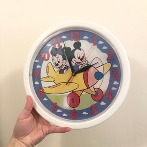 Retro Disney Mickey Mouse Kids Clock Rare And In Perfect Working Condition. Micky Mouse And Minnie Mouse Animated Decor Baby Mickey Mouse