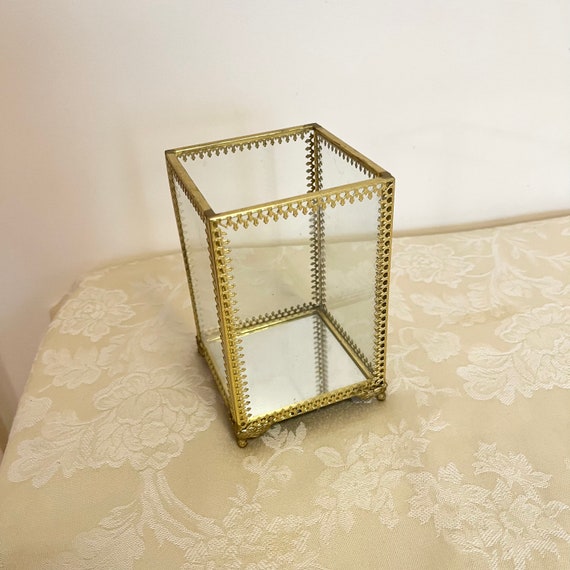 Vintage Glass Box Hallow Glass Jewelry Box Jewelry Storage Box Glass Walls Viva Handcrafted In Mexico Jewelry Box See Through Box View 3