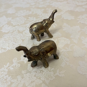 2 Vintage Solid Brass Elephant Office Decor Elegant Brass Art In A Figurine Paper Weight Brass Elephant Home Decor