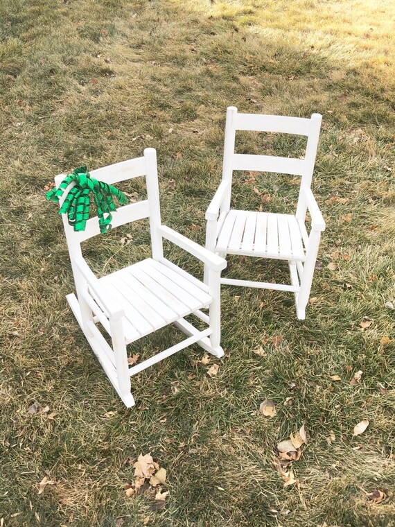 Made To Order Distressed Rocking Chair Solid Wood Childs White Etsy