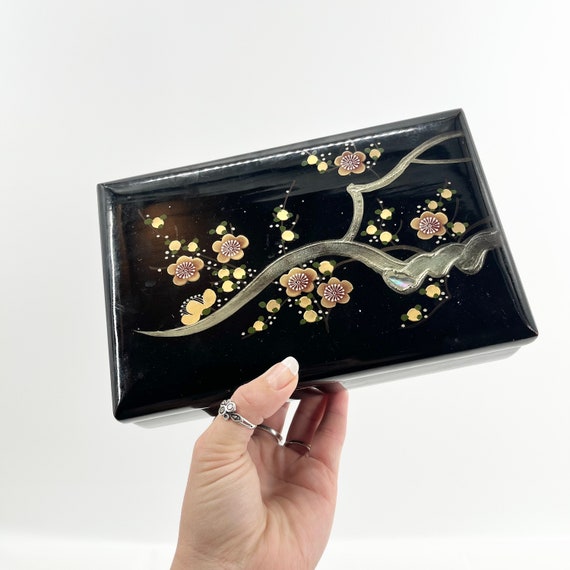Elegant Black Lacquered Music Box Jewelry Box Pla… - image 10