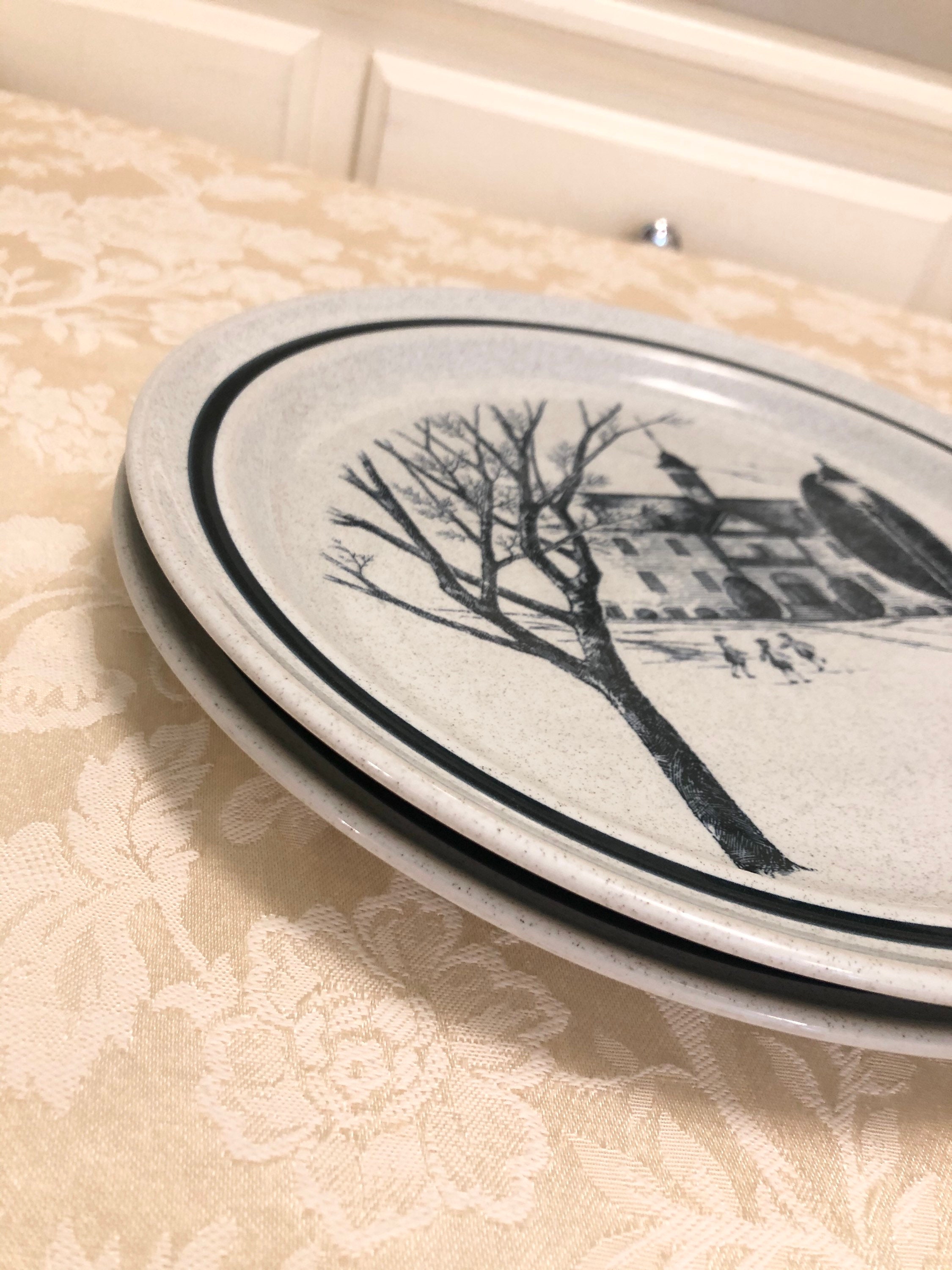 ノリタケ Colonial Times 廃盤皿 2枚セット 北欧ヴィンテージ Noritake Colonial Times Stoneware Retired Discontinued Set of 2