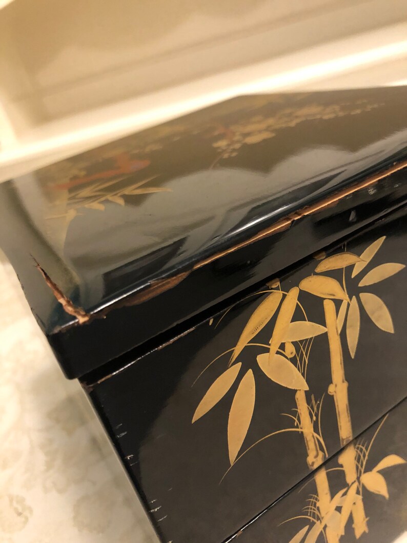 Japanese Box Hand Painted Box Storage Japan Wooden Accessory Etsy