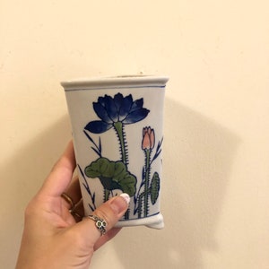 Vintage Indoor China Hand Painted Planter With Bright Flower Details China Plant Planter And Garden Traditional China Scene With Flowers