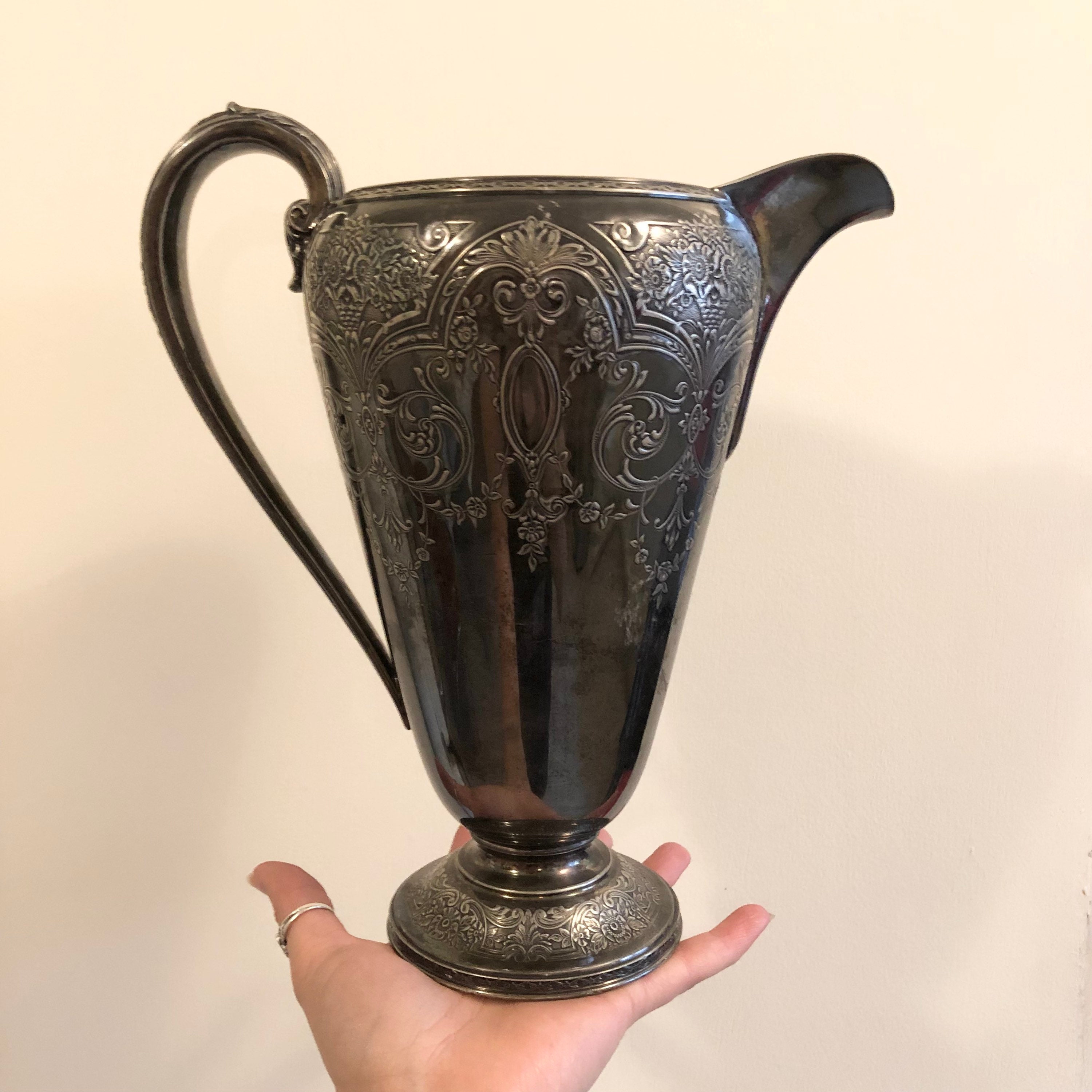A Pair Chinese Export Silver Spill Vases by Wang Hing, c