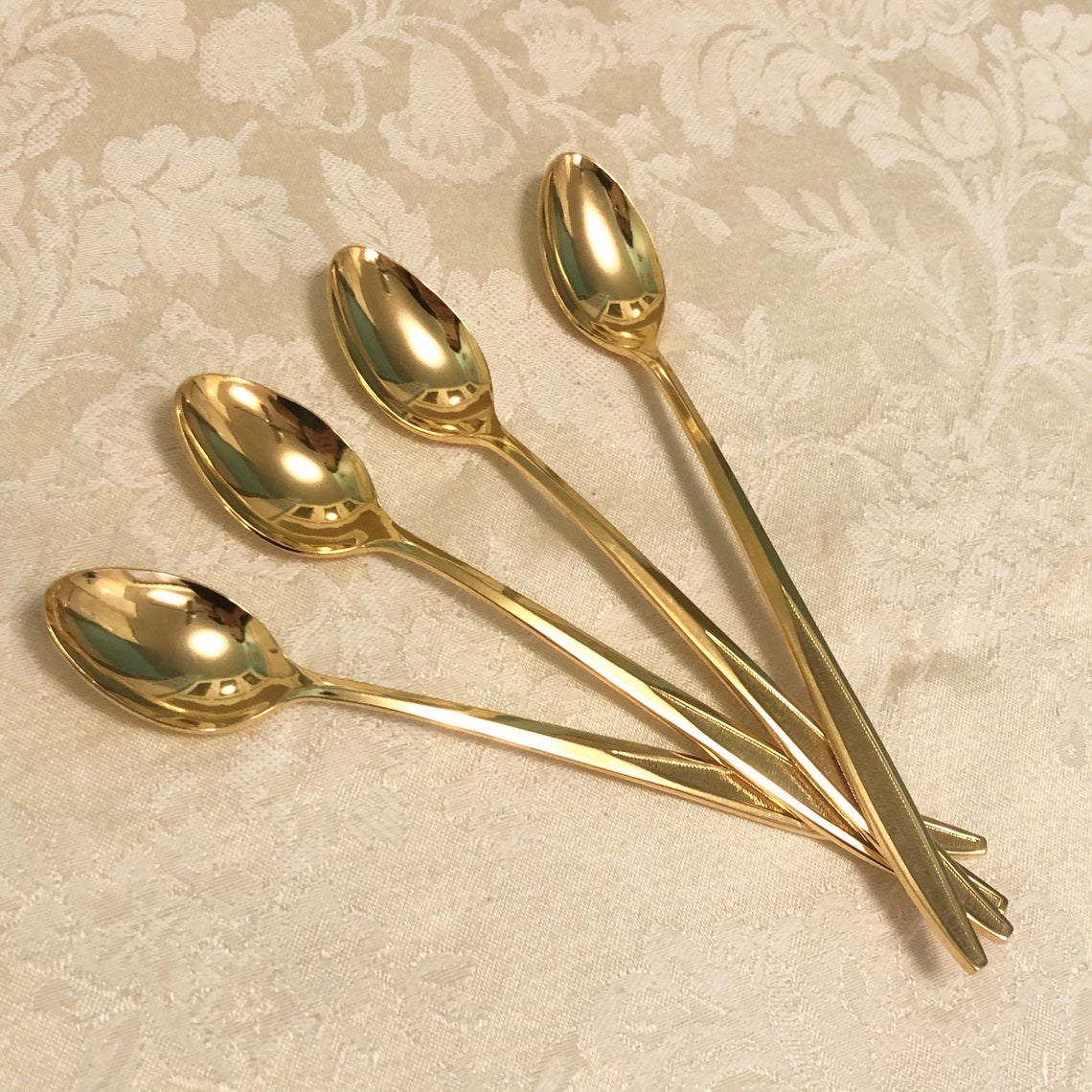 Long Tea Spoons Tall Tea Spoons Super Elegant Gold Tea Etsy