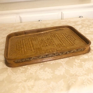 60s 70s Bamboo Weaved Trays Beautifully Crafted Vintage Lap Tray Older Thick Design Very Sturdy Breakfast Tray