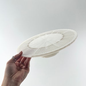 Milk Glass Cake Plate White Golden Lace With France Seal Milk Glass Cake Stand Ruffled Edges. Polka Dot Glass Cake Stand