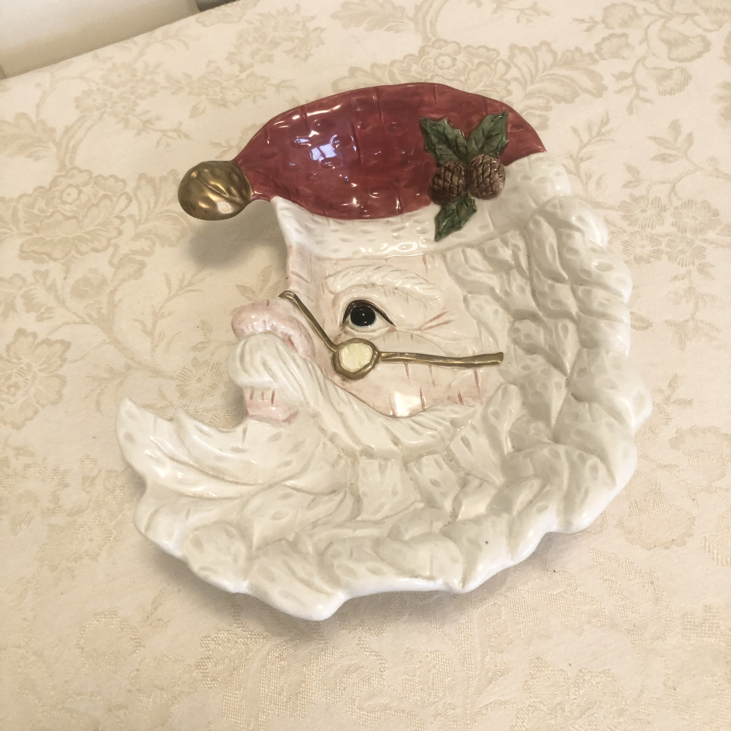 Fitz and Floyd 1990s Handpainted Japan FF Rare Santa Bowl