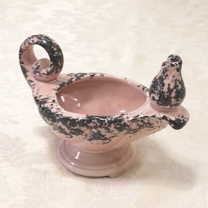 Pink Shawnee Pottery Planter Pink On A Shell. In The Pink And Black Splatter Glaze, Aladdin Genie Lamp Magic Lamp Planter Mermaid  Planter