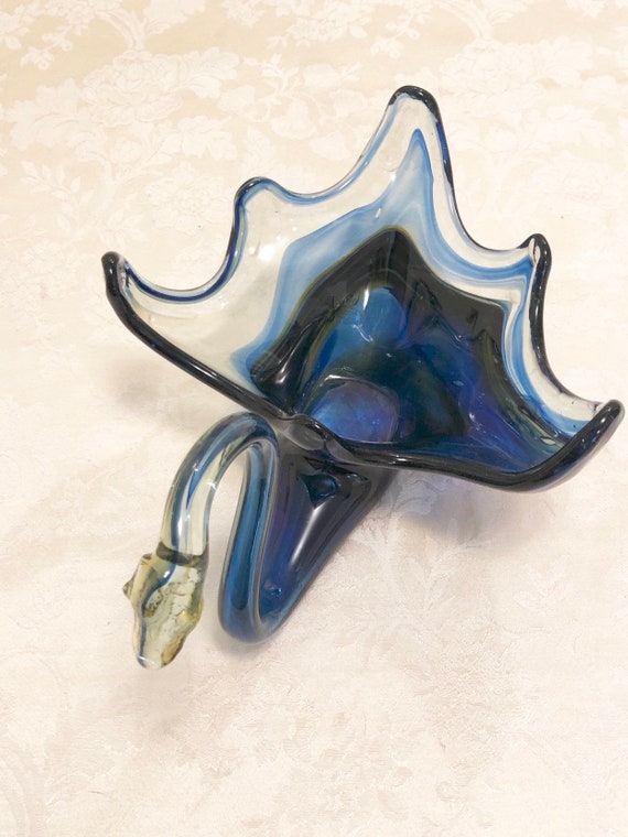 Italian Murano Blown Glass Swan Cobalt Blue Glass Bowls Etsy etsy