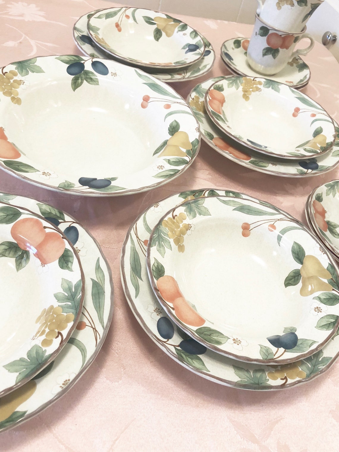 17 Piece Fruit Dinner Set Country Classics DC014 Fruit Etsy