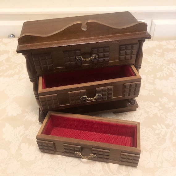 Coach House Jewelry Storage Japan Wooden Jewelry Box Japanese Wooden Box Japanese Jewelry Box With Music Box and Three Drawer Storage Etsy Ireland
