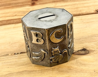 Tarnished Silver Heirloom Baby Piggy Bank Solid Metal Bank Silver Perfectly Tarnished Silver Nursery Bank Babies First Bank 1st Birthday Gif