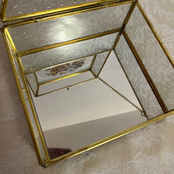 Vintage Large Glass Box Glass Jewelry Box Jewelry… - image 6