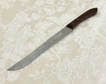 Mid Century Ekco Stainless Steel Knife With Dark Wooden Handle Kitchen Tools 50s Kitchen 7 inch Blade