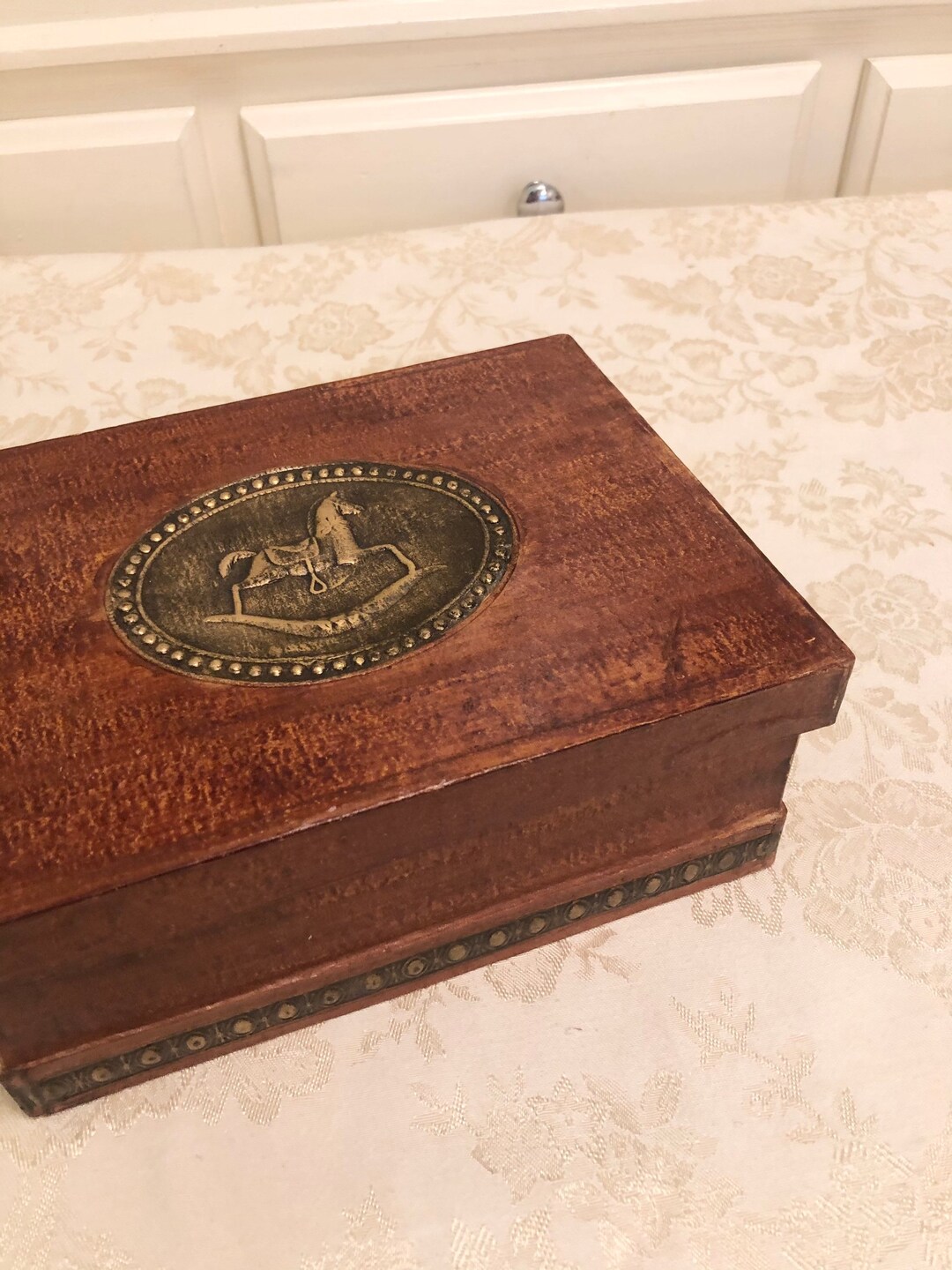 Baby Storage Bin Photo Box Style Large Box With Metal Look Embossed