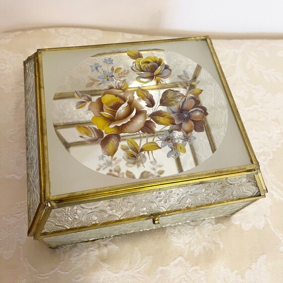 Vintage Large Glass Box Glass Jewelry Box Jewelry… - image 5