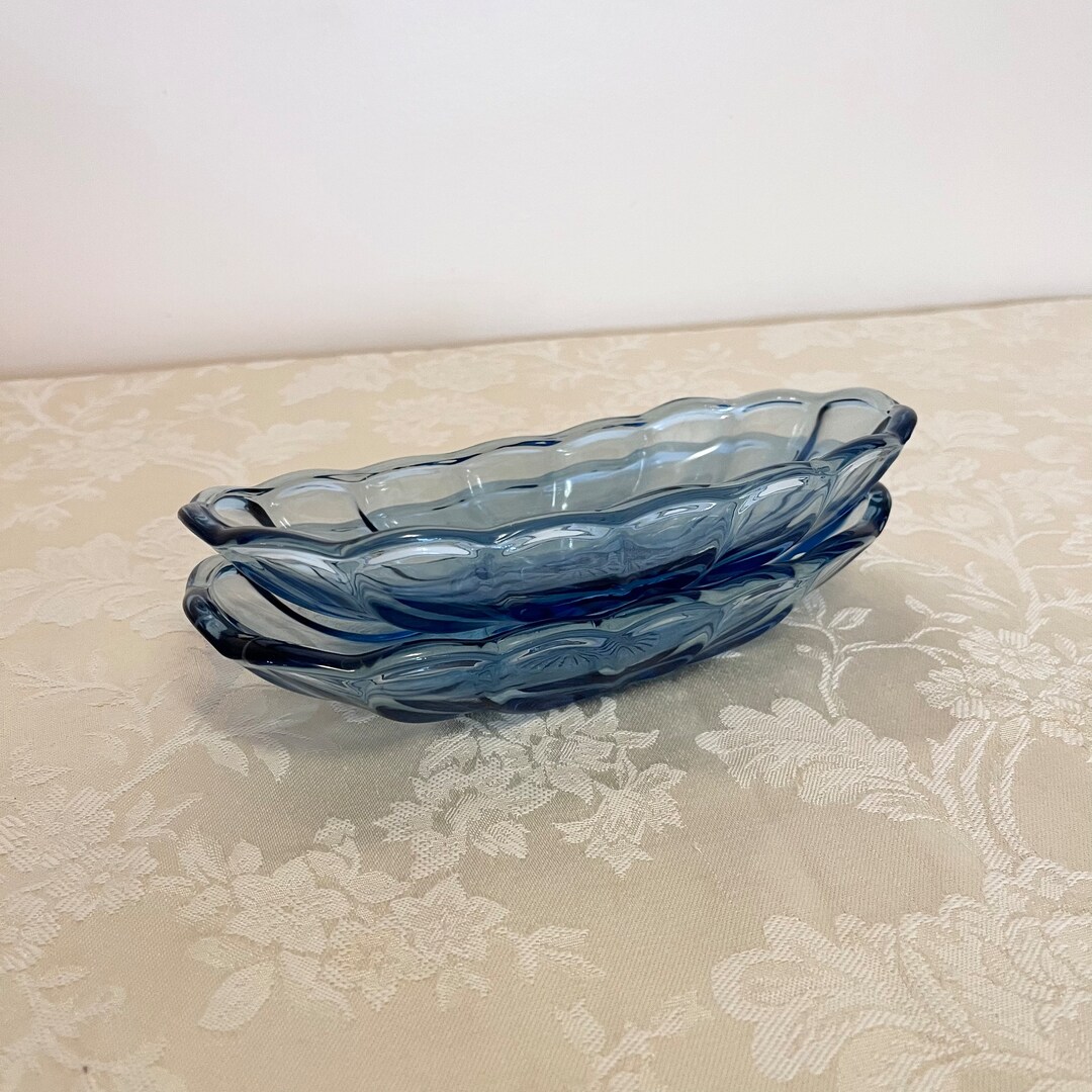 Vintage Clear Glass BANANA SPLIT Dish Set Of 6 Ice Cream Bowl Hot Dog Shaped 1980s Indiana Glass - View #4