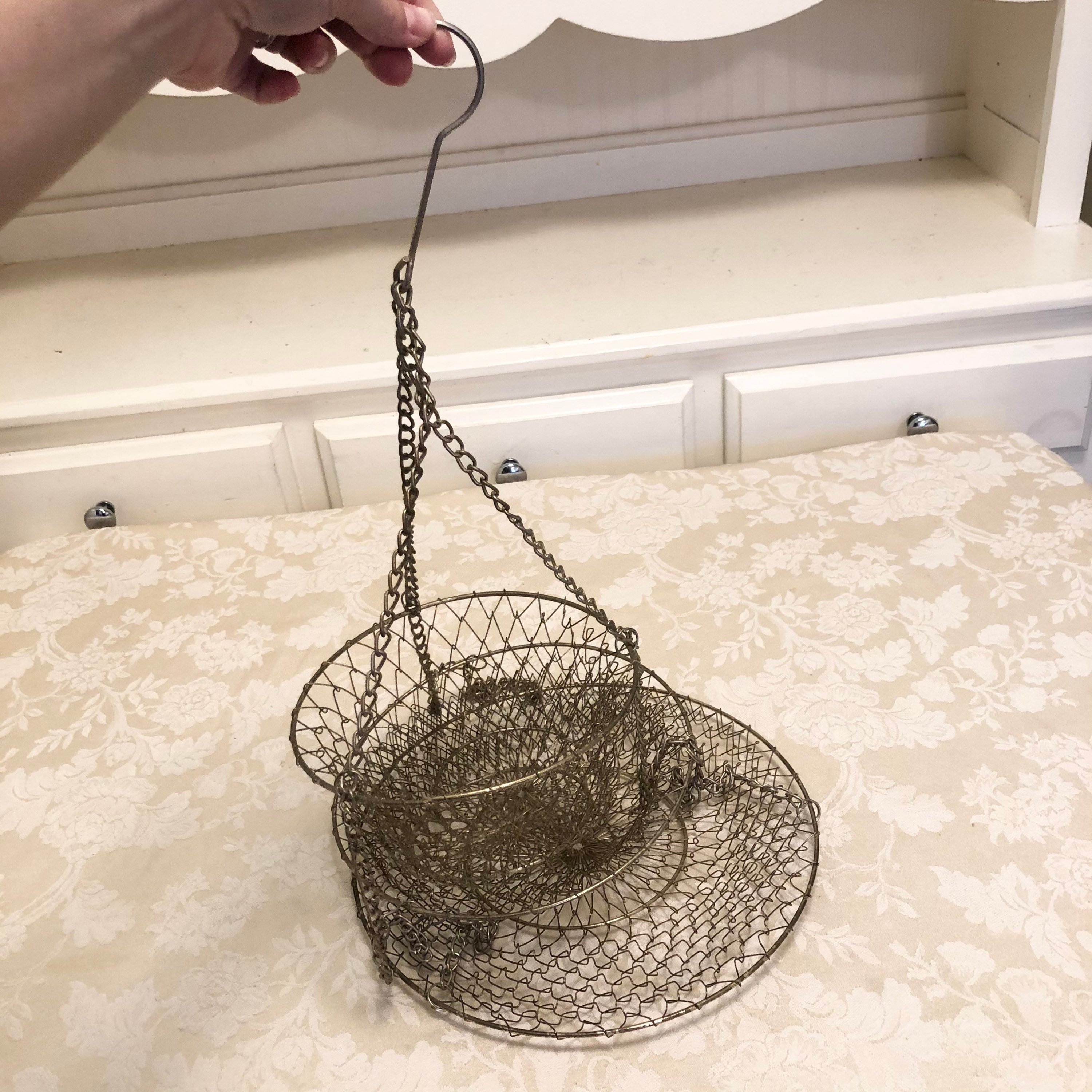 Brass Wire Fruit Basket Three Teired Wire Hanging Fruit Etsy