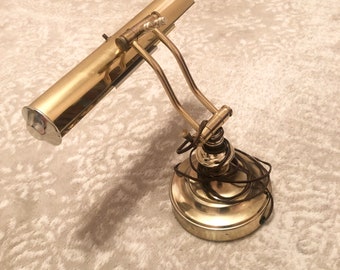 Mid Century Brass Office Desk Reading Lamp Bright Table Top Lamp With Matching Brass Shade Adjustable Height And Angle Of Light