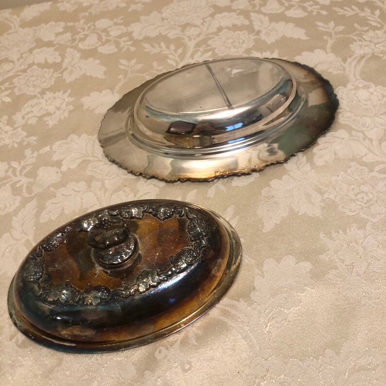 Antiqued Silver Double Butter Dish Metal Butter Dish Elegant Etsy