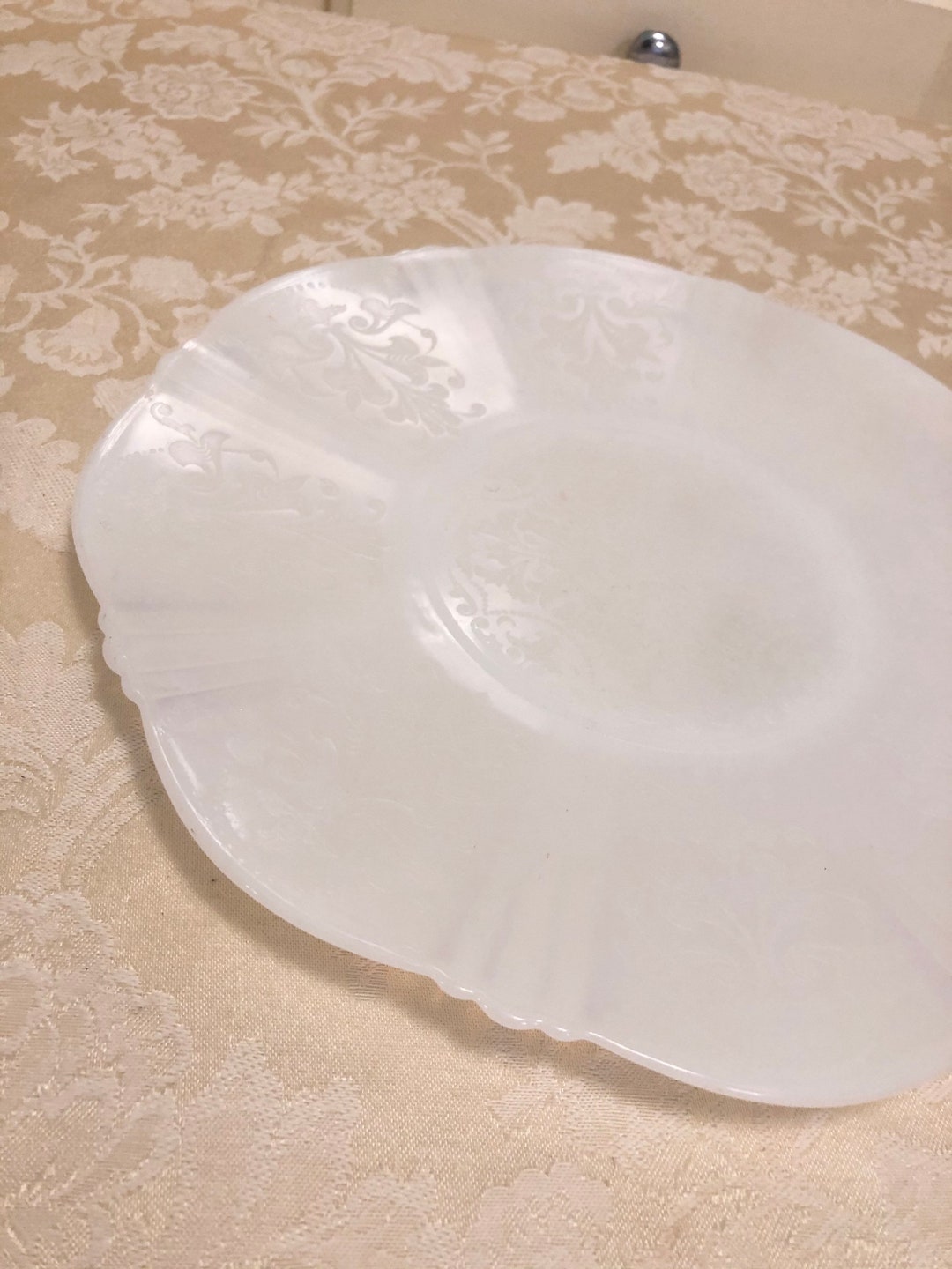 Embossed Cambridge Thin Milk Glass Depression Glass Elegant Etsy