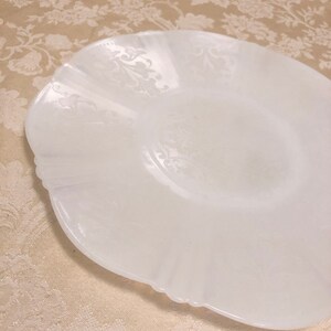 Embossed Thin Milk Glass Depression Glass Elegant Platter Embossed Designs Smooth Inside Tray Large Plate