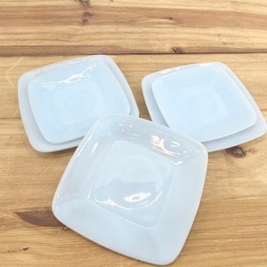 Delphite Plates Vintage Blue Glass Delphite Milky Glass Kitchen Replacement Set Three Luncheon Plates Two Saucers