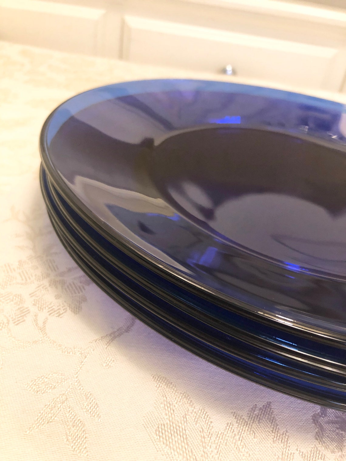 Single Cobalt Tray 13 Inch Blue Glass Serving Plates Vintage Etsy