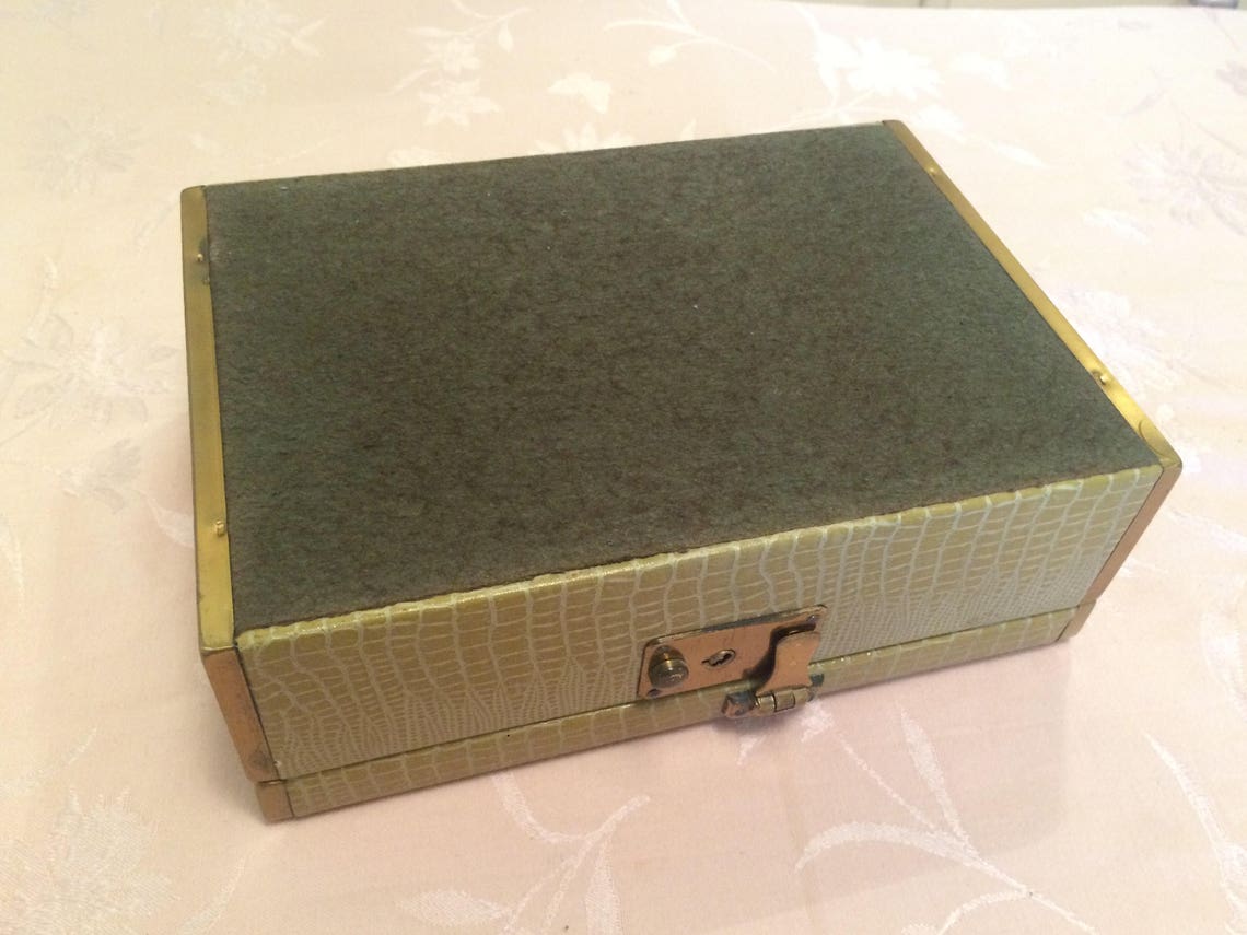 Vibrant Red and Gold Tin Accented Jewelry Box With Red Felt Etsy