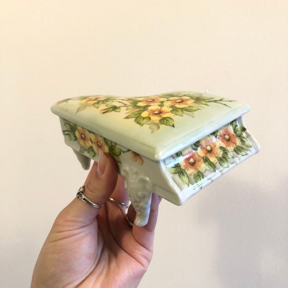 Porcelain Piano Jewelry Box Small Jewelry Box Jewelry Storage Box Piano With Hallow Storage Lidded Porcelain Jewelry Box
