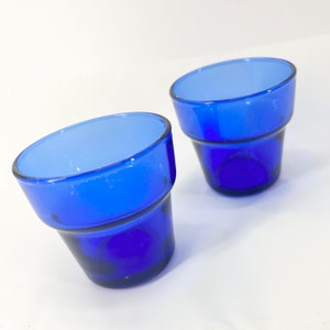 2 Glass Cobalt Blue Planter Pots Planting Pots Set Of Two Herb Planter Cobalt Kitchen Decor