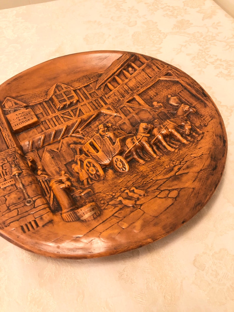 60s 70s Rustic Wall Plate Rustic Ceramic the Coach and Horses Etsy