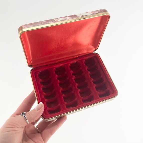 60s Red Compact Holds 24 Rings Jewelry Box Small … - image 6