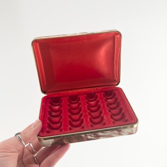 60s Red Compact Holds 24 Rings Jewelry Box Small … - image 5