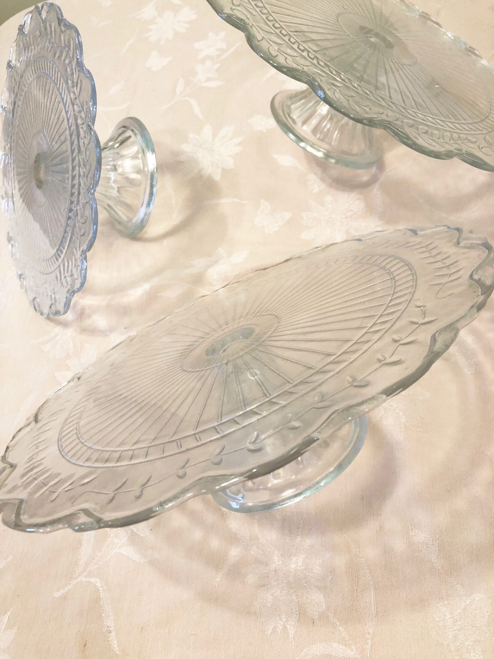 Cake Plates Rare Set of 3 Clear Glass 3 Clear Cake Plate or Etsy