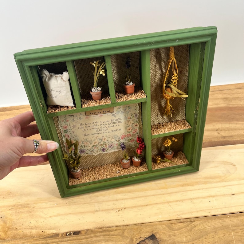 Mini Shadowboxes Miniature Garden Theme Shadow Box Storage Organization Space 6 Spaces ...